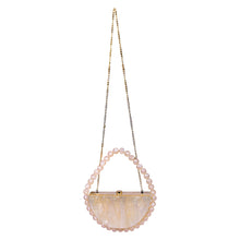 Load image into Gallery viewer, Sassora Half-Moon Acrylic Handbag for Women with Pearl Bead Handle &amp; Detachable Chain