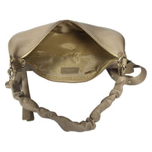 Load image into Gallery viewer, Sassora Premium Leather Hobo Bag – Moon Shape, Gold Fittings, Adjustable Strap
