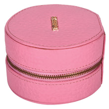 Load image into Gallery viewer, Sassora Premium Genuine Leather Circular Travel Jewelry Box Organizer
