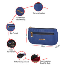 Load image into Gallery viewer, Sassora Genuine Leather Small Blue Key Case For Men and Women
