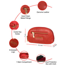 Load image into Gallery viewer, Sassora Genuine Premium Leather Unisex Red Gold Polish Key Case
