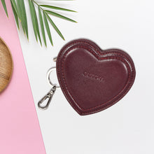 Load image into Gallery viewer, Sassora Premium Genuine Leather Heart-Shaped Key Case Pouch with Dog Hook &amp; Key Ring