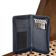 Load image into Gallery viewer, Sassora Premium Leather Zip Closure Unisex RFID Travel Key Case
