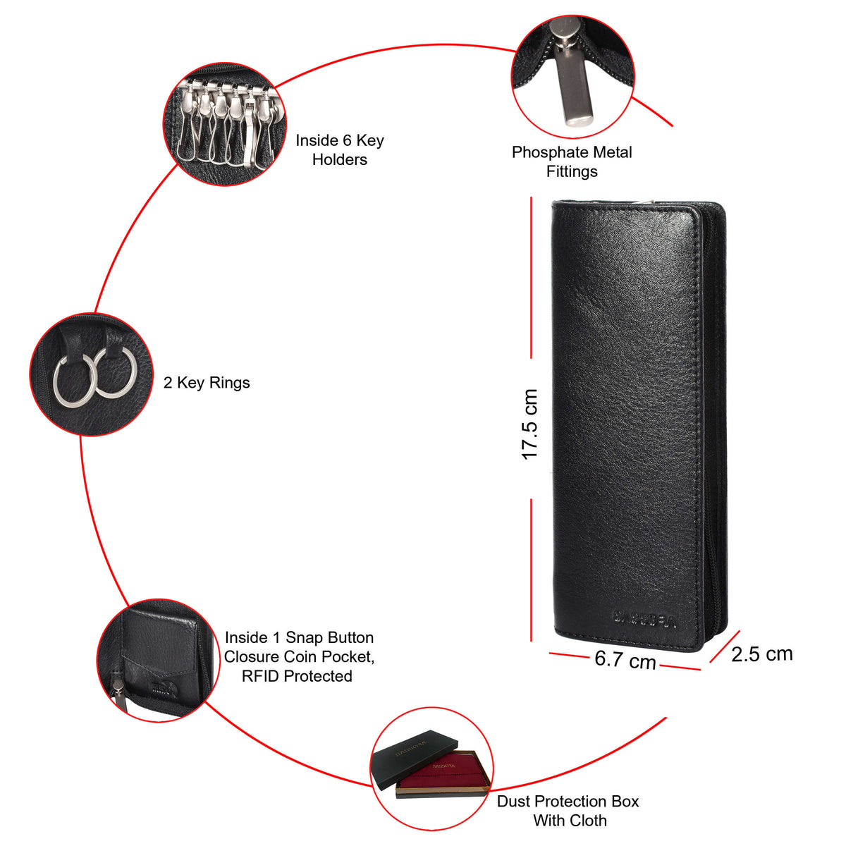 Sassora Premium Leather Unisex Long Multi Key Chain Pouch