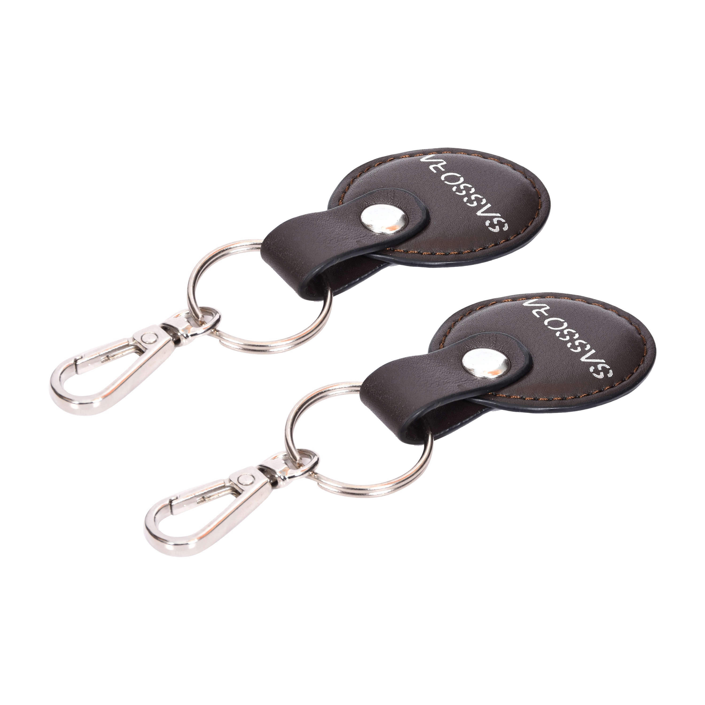 Sassora Premium Leather Round Shape Key Chain Gift Set - Pack Of 2
