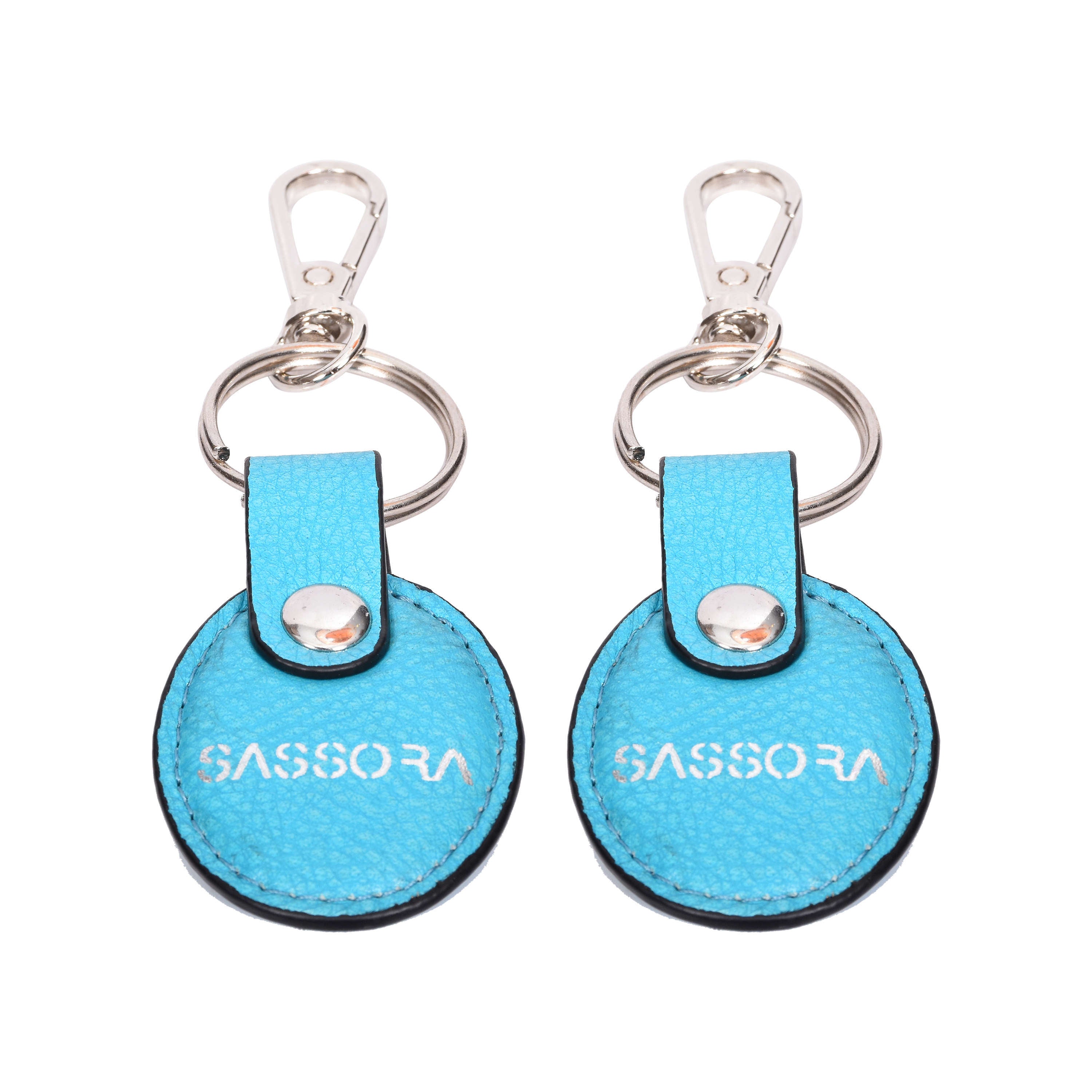 Sassora Premium Leather Round Shape Key Chain Gift Set - Pack Of 2