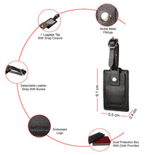 Load image into Gallery viewer, Sassora Premium Genuine Leather Luggage Tag with Privacy Flap &amp; Detachable Buckle Strap