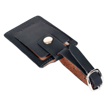 Load image into Gallery viewer, Sassora Premium Genuine Leather Luggage Tag with Privacy Flap &amp; Detachable Buckle Strap