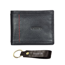 Load image into Gallery viewer, Sassora Genuine Leather Black &amp; Red Men's Wallet and Keyring Gift Combo Set (Pack Of 2)