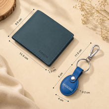 Load image into Gallery viewer, Sassora Genuine Leather Navy Men's Wallet, Metal Pen &amp; Keyring Gift Combo Set (Pack Of 3)