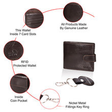 Load image into Gallery viewer, Sassora Genuine Leather Men's Wallet, Keyring &amp; Rakhi with Roli &amp; Chawal Gift Combo Set (Pack Of 3)