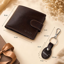Load image into Gallery viewer, Sassora Genuine Leather Men's Wallet, Keyring &amp; Rakhi with Roli &amp; Chawal Gift Combo Set (Pack Of 3)
