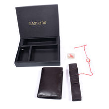 Load image into Gallery viewer, Sassora Raksha Bandhan Gift Combo – Dark Brown RFID Wallet &amp; Pen Case for Brother
