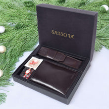 Load image into Gallery viewer, Sassora Raksha Bandhan Gift Combo – Dark Brown RFID Wallet &amp; Pen Case for Brother
