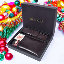 Load image into Gallery viewer, Sassora Raksha Bandhan Gift Combo – Dark Brown RFID Wallet &amp; Pen Case for Brother
