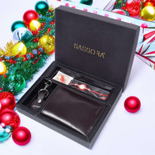 Load image into Gallery viewer, Sassora Raksha Bandhan Gift Combo for Brother – Dark Brown RFID Wallet &amp; Keyring
