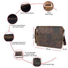 Load image into Gallery viewer, Sassora Premium Leather 16.5" Laptop Messenger Bag For Men's