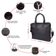 Load image into Gallery viewer, SASSORA Genuine Leather 16-Inch Fit Laptop Messenger Bag