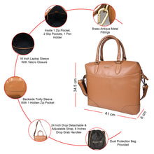 Load image into Gallery viewer, Sassora Genuine Leather Laptop Messenger Bag with 16 Inches Laptop Compartment