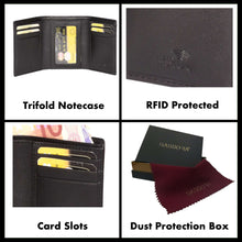 Load image into Gallery viewer, Sassora Premium Leather Medium Men&#39;s RFID Tri-fold Notecase Wallet
