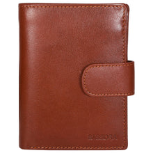 Load image into Gallery viewer, Sassora Genuine Leather Brown RFID Button Closure Large Notecase
