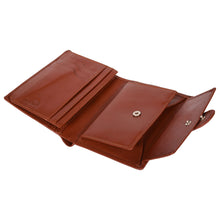 Load image into Gallery viewer, Sassora Genuine Leather Brown RFID Button Closure Large Notecase

