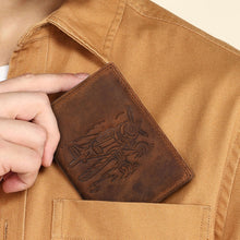 Load image into Gallery viewer, Sassora Genuine Leather RFID Aeroplane Embossed Pattern Large Notecase
