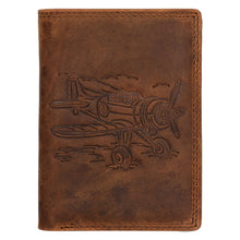 Load image into Gallery viewer, Sassora Genuine Leather RFID Aeroplane Embossed Pattern Large Notecase
