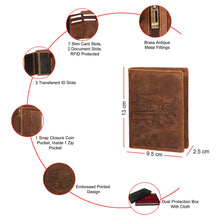 Load image into Gallery viewer, Sassora Genuine Leather RFID Notecase – Aeroplane Embossed (Bifold Design)
