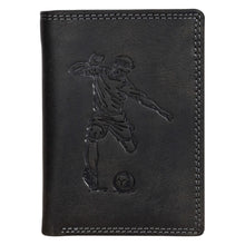 Load image into Gallery viewer, Sassora Genuine Leather RFID Soccer Player Embossed Pattern Large Notecase
