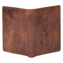 Load image into Gallery viewer, Sassora Genuine Leather RFID Soccer Player Embossed Pattern Large Notecase
