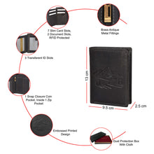 Load image into Gallery viewer, Sassora Premium Leather RFID Mountain Embossed Pattern Notecase Wallet
