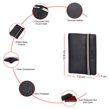 Load image into Gallery viewer, Sassora Genuine Leather Men's Bifold RFID Notecase Wallet with Elastic Strap Closure