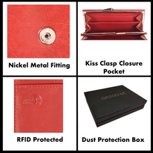 Load image into Gallery viewer, Sassora Genuine Leather Women Red RFID Protected Purse (4 Card Holders)
