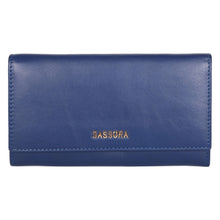 Load image into Gallery viewer, Sassora Genuine Leather Medium Blue RFID Women Purse
