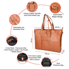 Load image into Gallery viewer, Sassora Premium Leather Women&#39;s Everyday&#39;s Laptop Tote Bag
