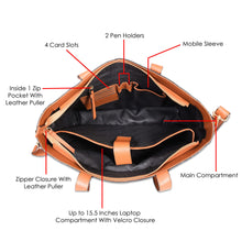 Load image into Gallery viewer, Sassora Premium Leather Women&#39;s Everyday&#39;s Laptop Tote Bag
