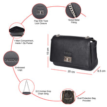 Load image into Gallery viewer, Sassora Genuine Leather Women Sling Bag with Twist Lock – Compact &amp; Elegant
