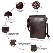 Load image into Gallery viewer, Sassora Genuine Leather 13.5 Inch Laptop Messenger Sling Bag for Men's