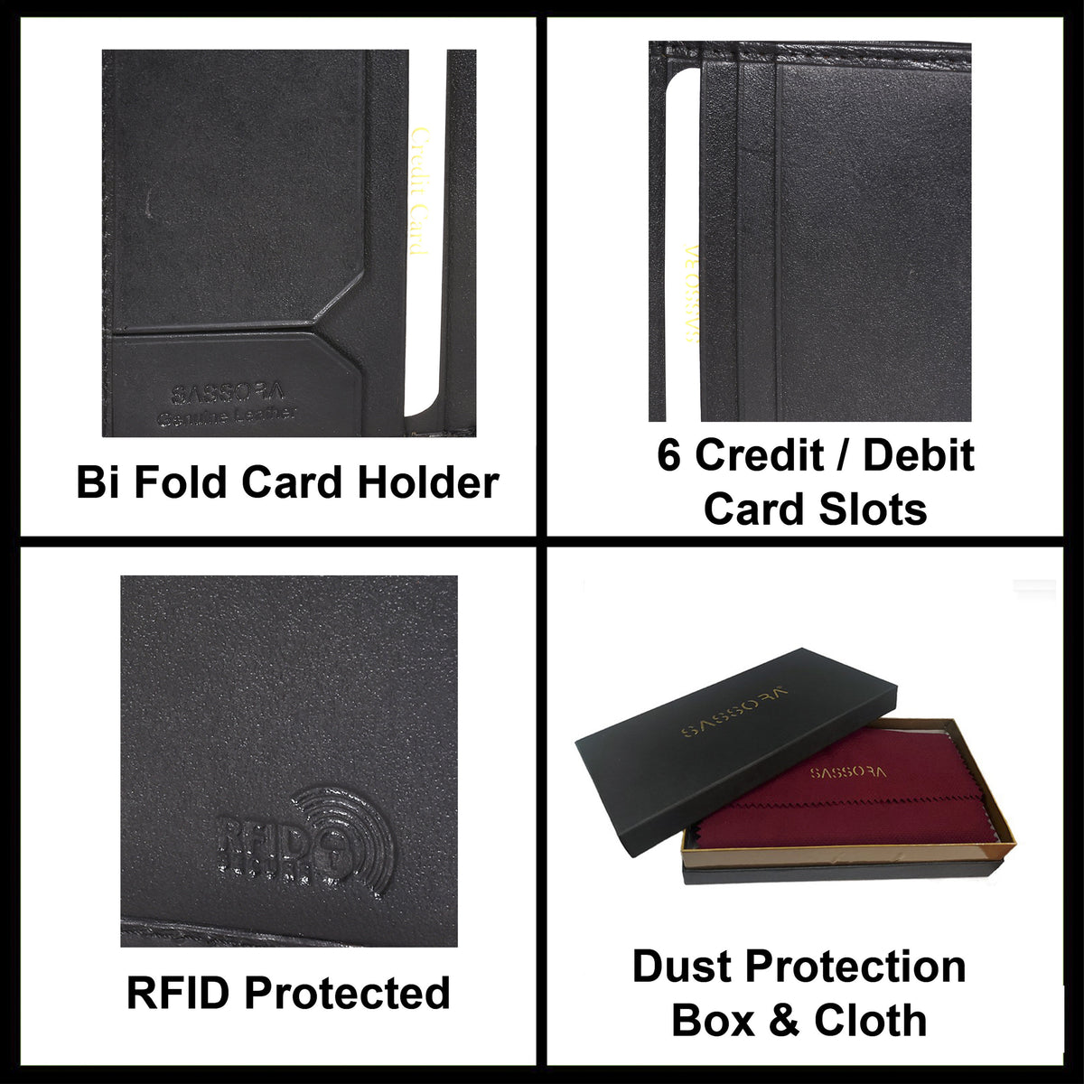Sassora Premium Leather Small Unisex RFID Wallet
