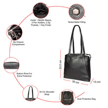 Load image into Gallery viewer, Sassora Genuine Premium Leather Medium Size Black Women Tote
