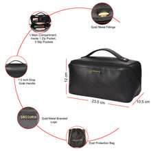 Load image into Gallery viewer, Sassora Premium Leather Zip Closure Toiletry Travel Pouch
