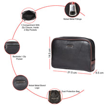 Load image into Gallery viewer, Sassora Premium Leather Unisex Small Toiletry Travel Pouch
