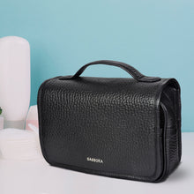 Load image into Gallery viewer, Sassora Genuine Leather Hanging Toiletry Pouch with Metal Hook &amp; Multi-Compartment Organizer