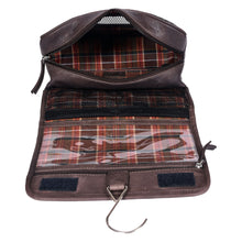 Load image into Gallery viewer, Sassora Genuine Leather Hanging Toiletry Pouch with Metal Hook Organizer