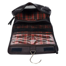 Load image into Gallery viewer, Sassora Genuine Leather Hanging Toiletry Pouch with Metal Hook &amp; Multi-Compartment Organizer