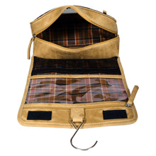 Load image into Gallery viewer, Sassora Genuine Leather Hanging Toiletry Pouch with Metal Hook Organizer
