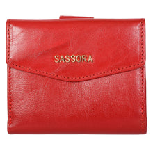 Load image into Gallery viewer, Sassora Premium Leather Medium Red RFID Protected Women Wallet
