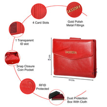 Load image into Gallery viewer, Sassora Premium Leather Medium Red RFID Protected Women Wallet
