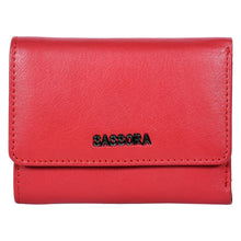 Load image into Gallery viewer, SASSORA Genuine Leather RFID Protected Women’s Compact Tri-fold Wallet